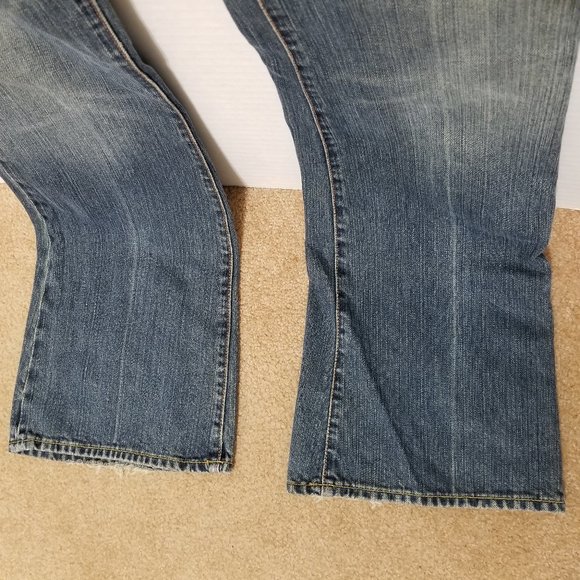 7FAM jeans 26 flare denim lightly distressed dirty aged wash U076004U-004U Y2K - Picture 6 of 16